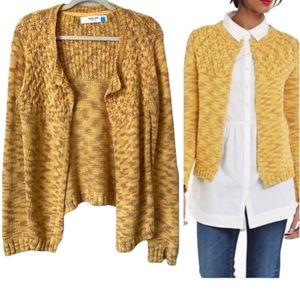 Anthropologie Sparrow Cardigan Mustared Open Front Sweater Knit Top Long Sleeve